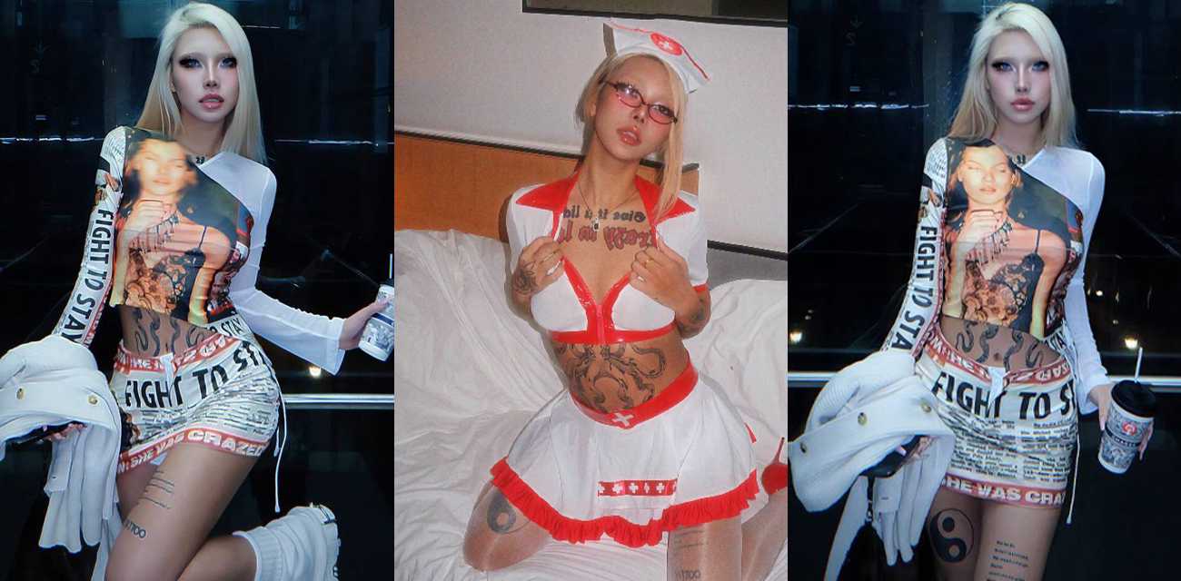 抖音女网红【钢筋混凝土】与金主私密视频流出，金发纹身妹骚逼颜射吐射，彻底沦为风骚母狗